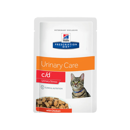 Hill`s PD c/d Urinary Care Stress для взрослых кошек при стрессе, растворение струвитов + профилактика мочекаменной болезни, курица, пауч 85 г