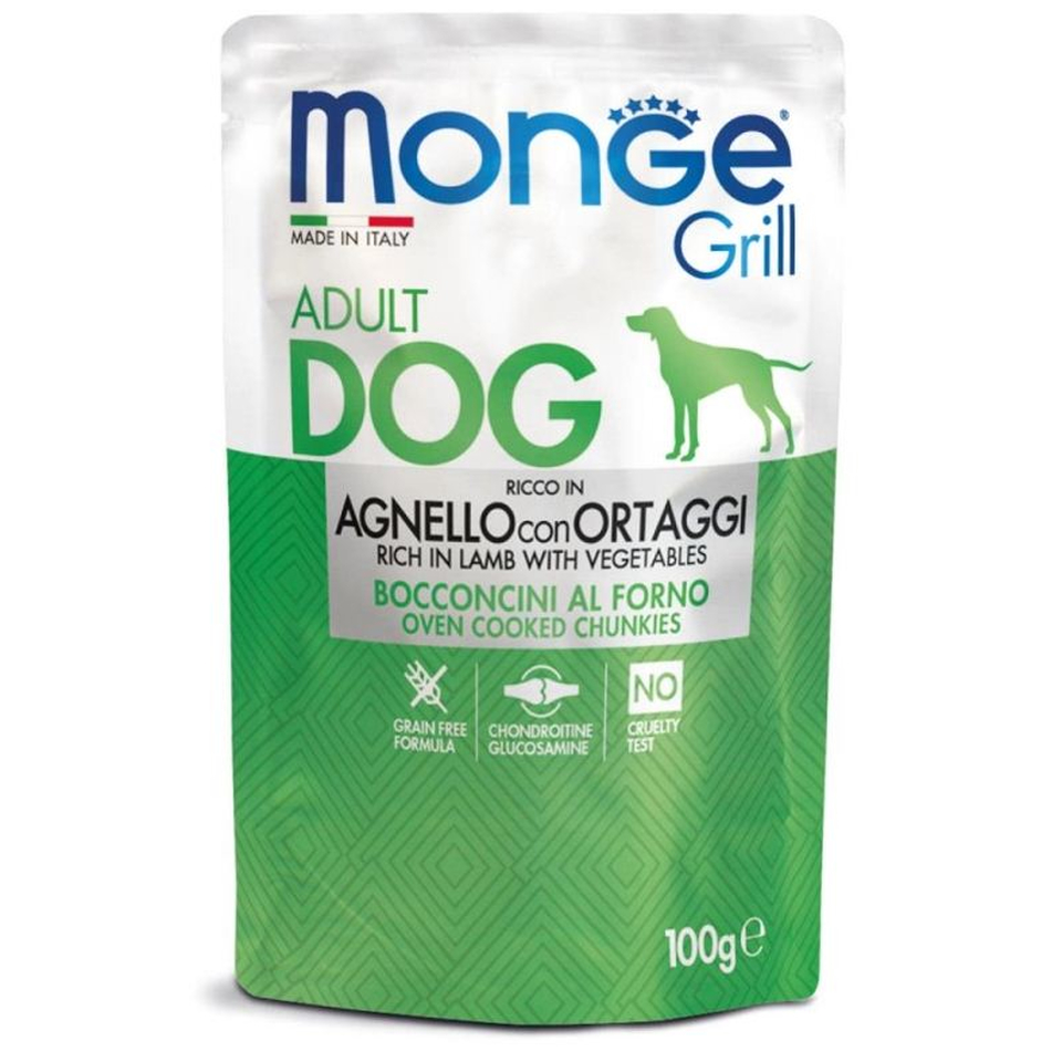 Monge Dog Grill Pouch паучи для собак ягненок с овощами, 100г
