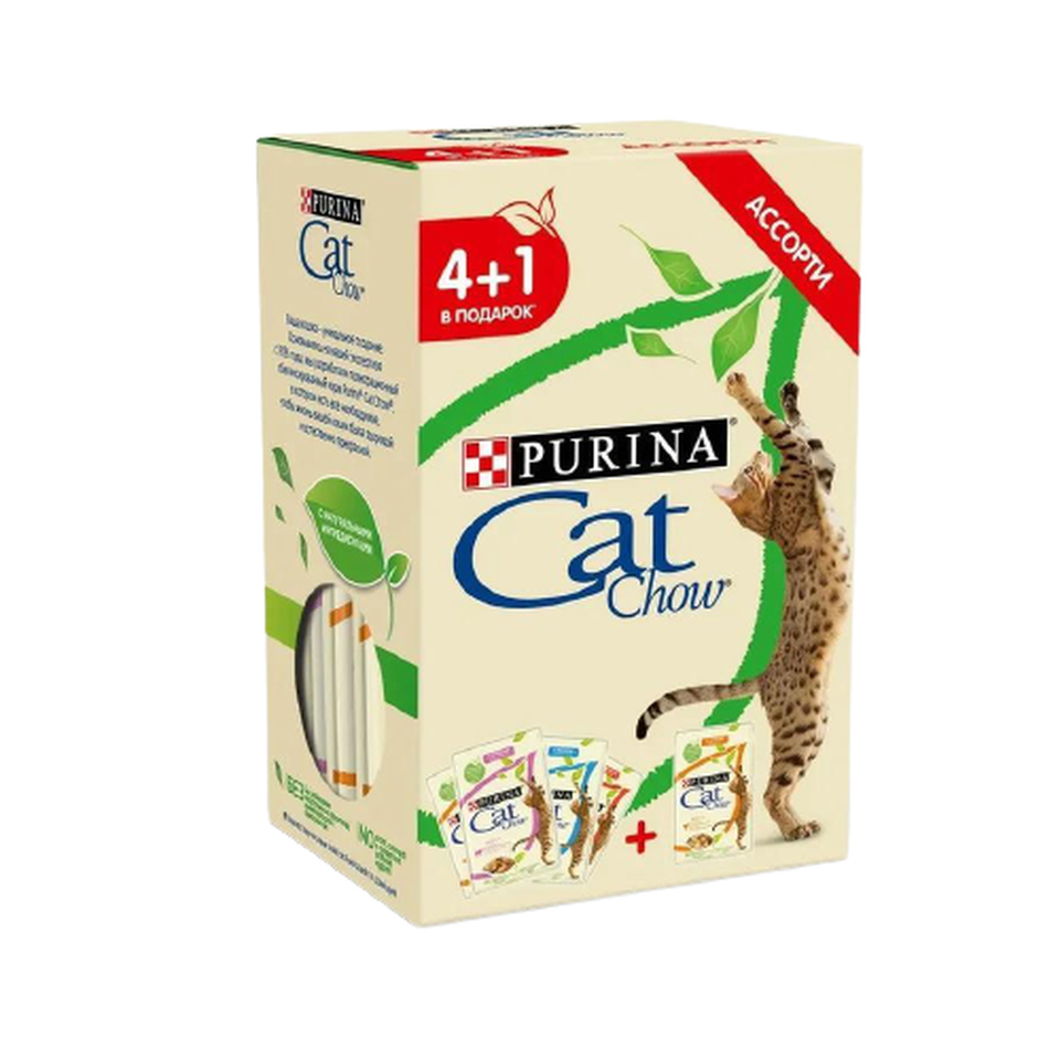 Cat Chow Adult для кошек, ассорти в желе, пауч 5*85 г(4+1)