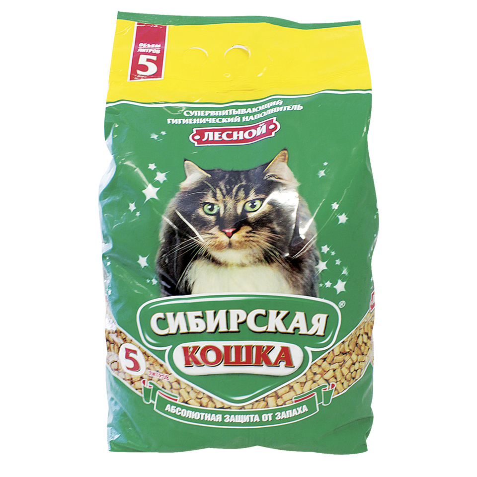 Сибирская кошка Наполнитель древесный для кошачьего туалета, 5 л