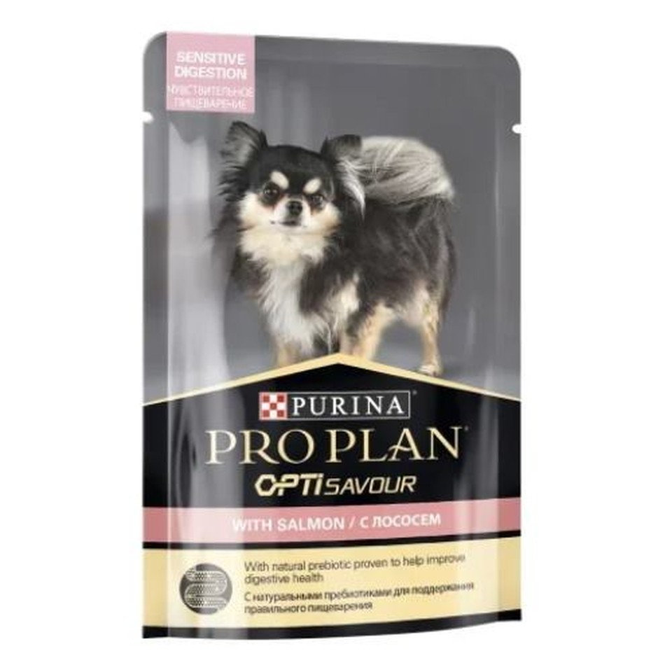 Pro Plan Small & Mini Adult sensitive digestion для взрослых собак мелких пород с чувствительным пищеварением, лосось, пауч 85 г