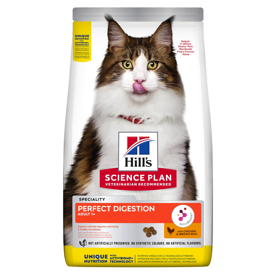 Hill's SP PERFECT DIGESTION для взрослых кошек, с курицей и коричневым рисом, 1,5 кг