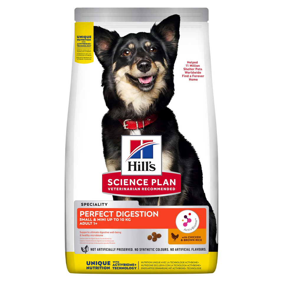 Hill's SP PERFECT DIGESTION корм для взрослых собак мелких пород, с курицей и коричневым рисом, 1,5кг