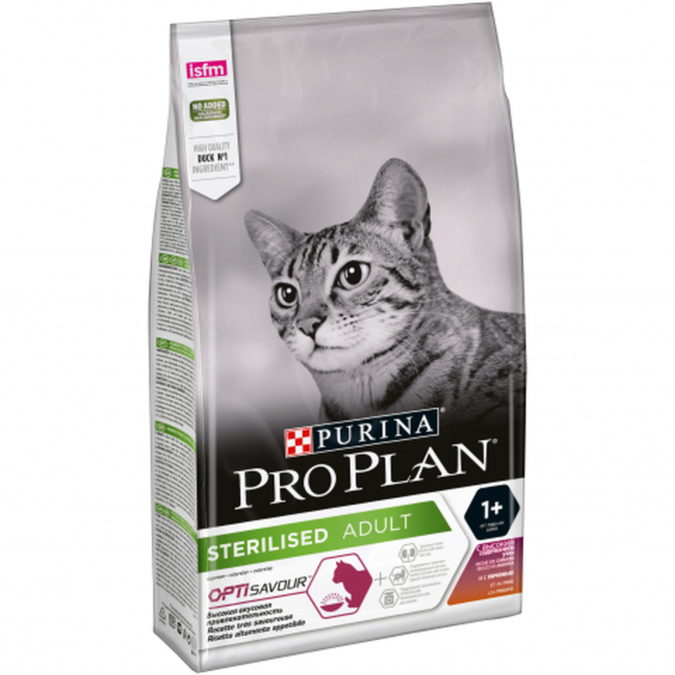 Pro Plan Sterilised OptiSavour для стерилизованных кошек, печень/утка, 1,5+0,4 кг
