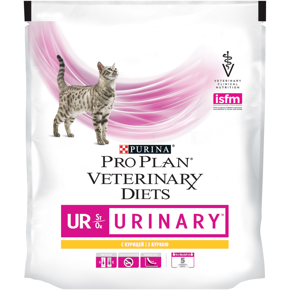 Pro Plan Veterinary diets UR St/Ox Urinary для взрослых кошек при мочекаменной болезни, курица, 350 г