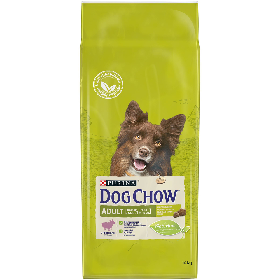 Dog Chow Adult для взрослых собак, для поддержания иммунитета, ягненок, 14 кг