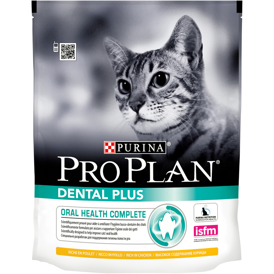 Pro Plan Dental Plus для кошек, для здоровья полости рта , курица, 400 г