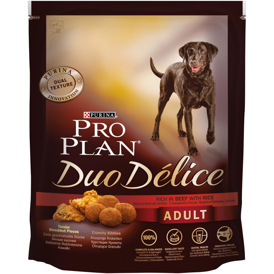 Pro Plan Duo Delice Adult для взрослых собак крупных пород, говядина/рис, 700 г