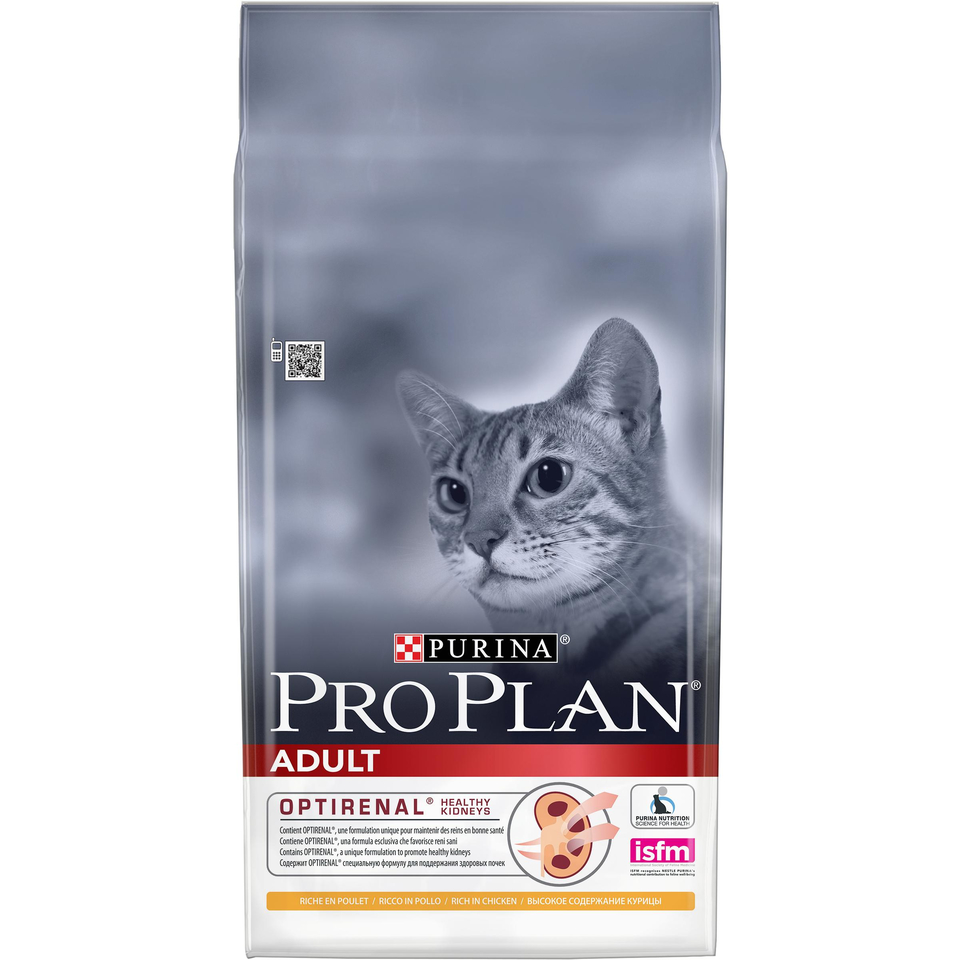Pro Plan Adult OptiRenal для взрослых кошек, иммунитет + здоровье почек, курица, 10 кг