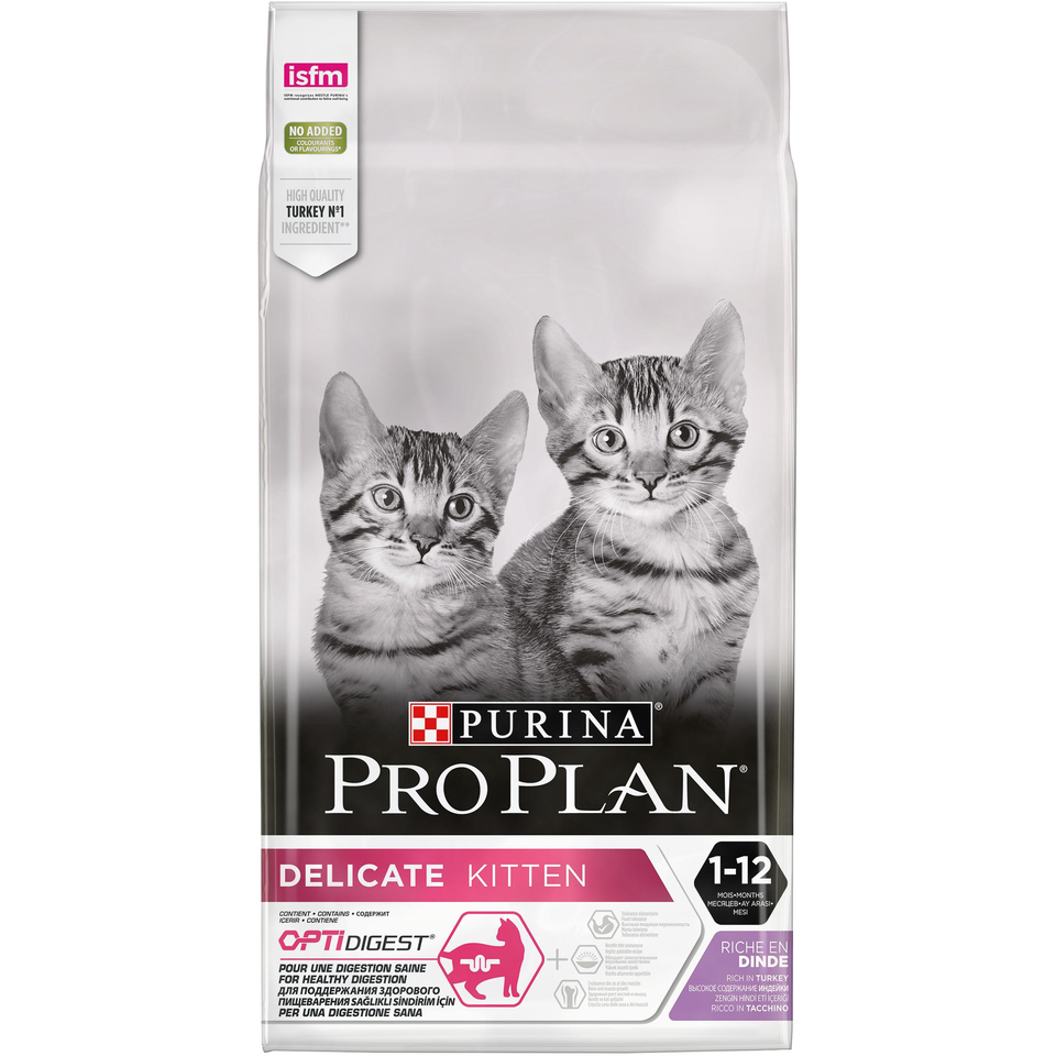 Pro Plan Delicate Kitten OptiDigest для котят с чувствительным пищеварением, индейка, 10 кг