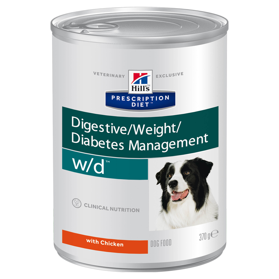 Hill`s PD w/d Digestive Weight Diabetes для взрослых собак при диабете, ожирении, нарушении пищеварения, курица, консервы 370 г
