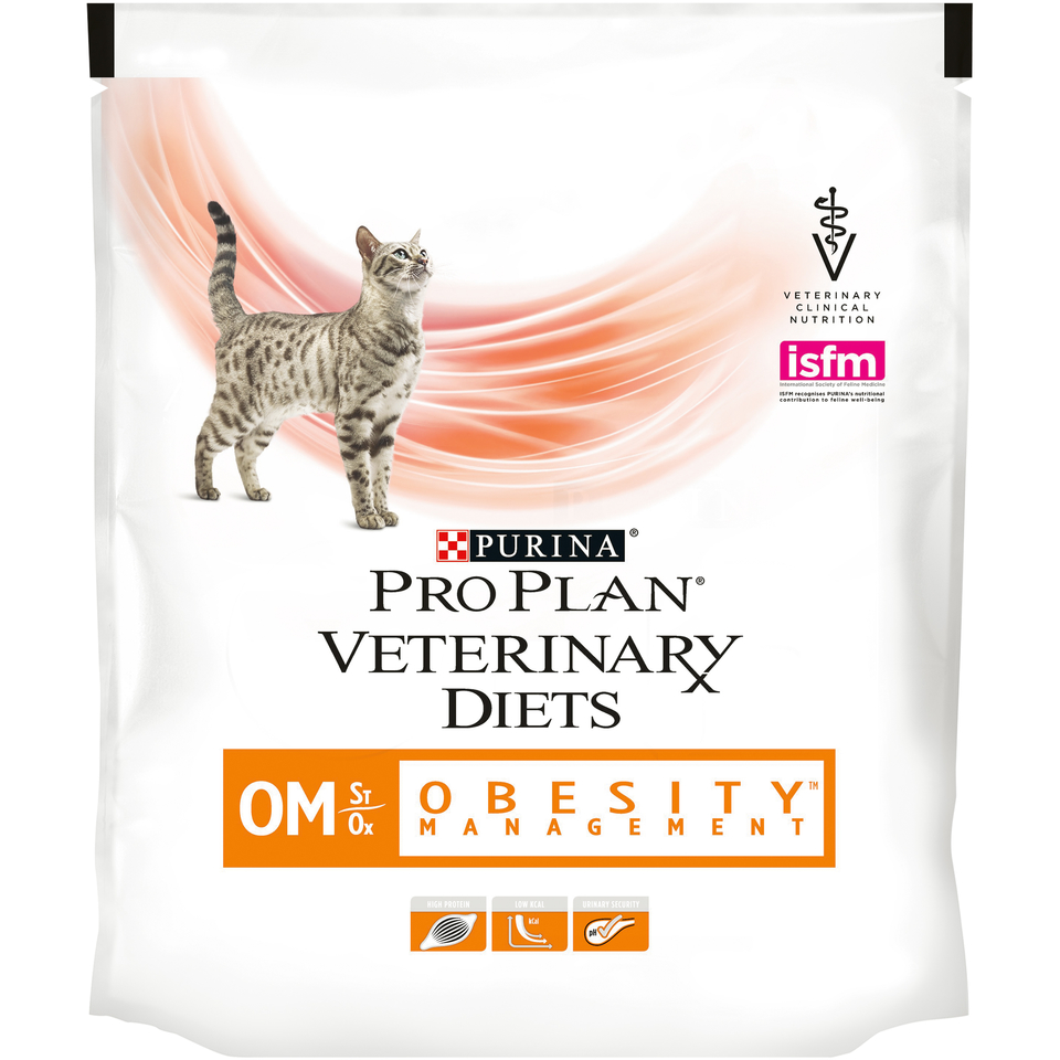 Pro Plan Veterinary diets OM St/Ox Obesity Management для взрослых кошек при ожирении, растительные белки, 350 г
