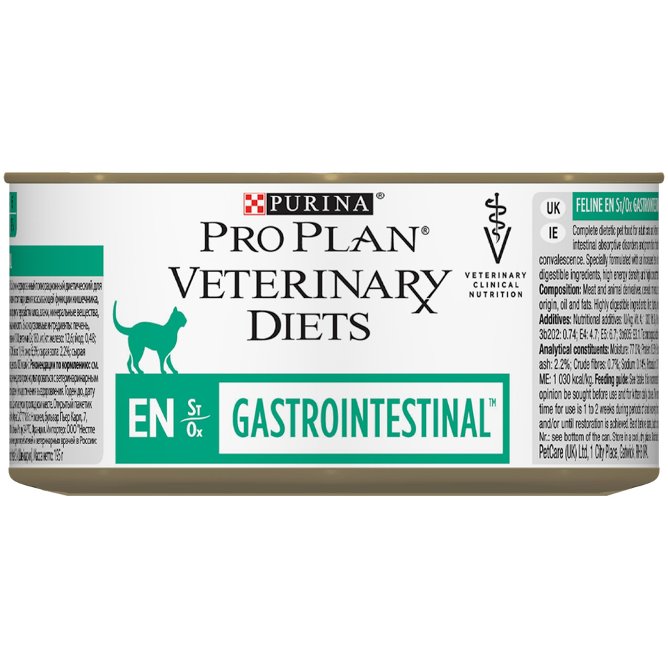 Pro Plan Veterinary diets EN St/Ox Gastrointestinal для кошек всех возрастов при расстройствах пищеварения, мясо, консервы 195 г