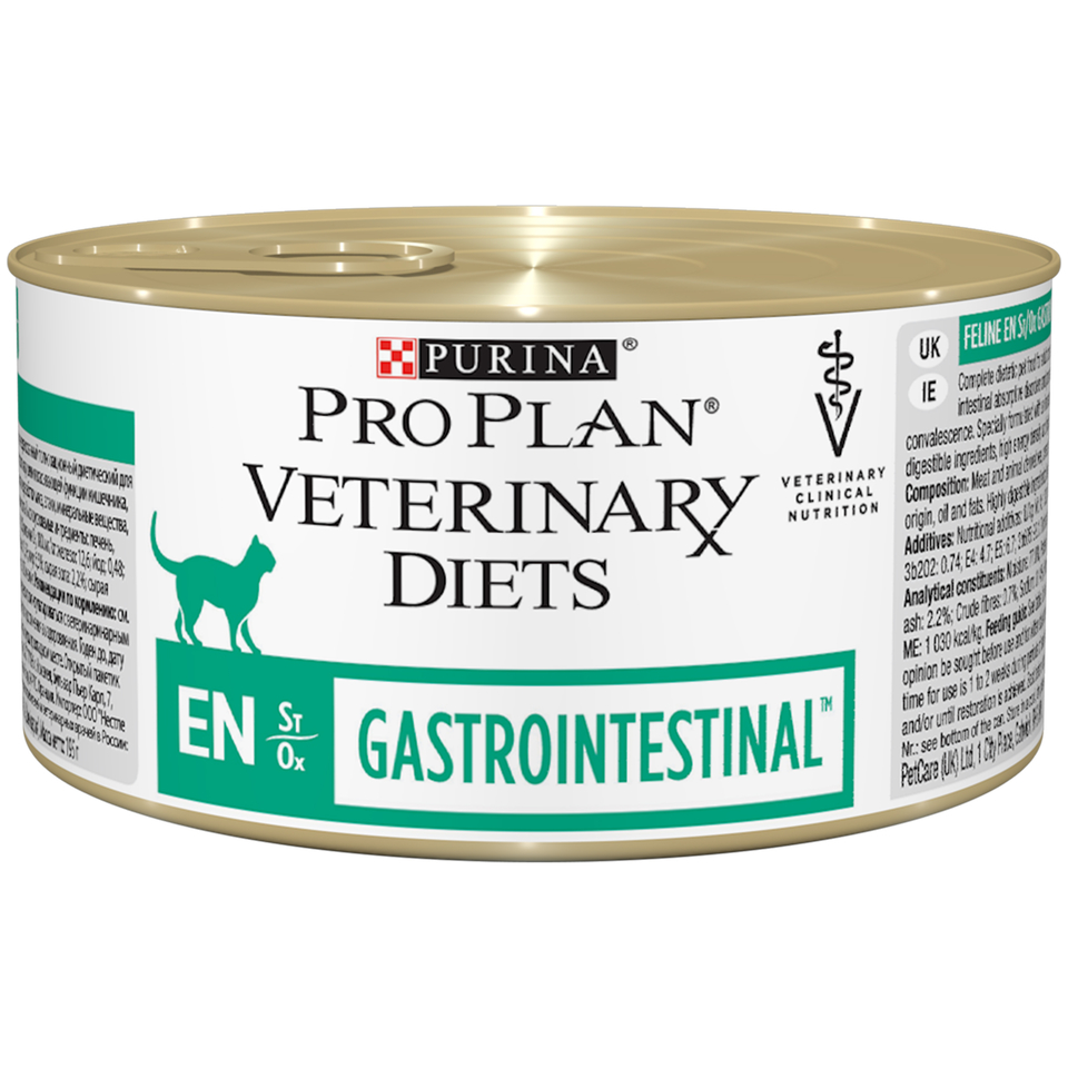 Pro Plan Veterinary diets EN St/Ox Gastrointestinal для кошек всех возрастов при расстройствах пищеварения, мясо, консервы 195 г