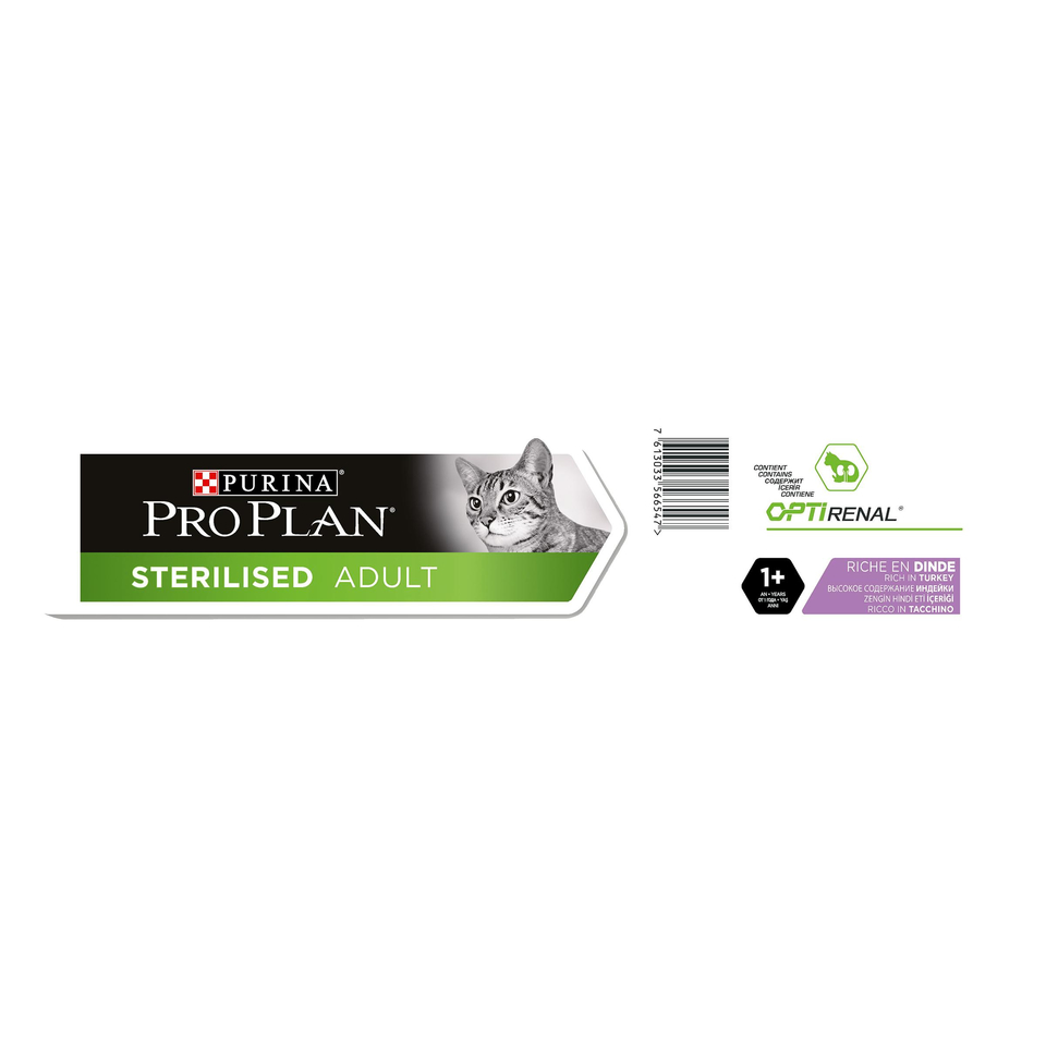 Pro Plan Adult Sterilised OptiRenal для стерилизованных кошек, здоровье почек, индейка, 10 кг