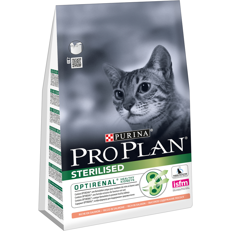 Pro Plan Adult Sterilised OptiRenal для стерилизованных кошек, здоровье почек, лосось, 3 кг
