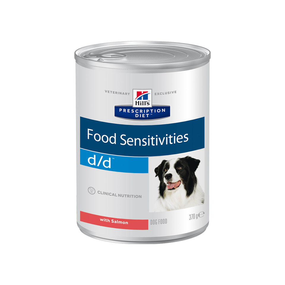 Hill`s PD d/d Food Sensitivities для взрослых собак при пищевой непереносимости и аллергии, зуде, наружном отите, лосось, консервы 370 г