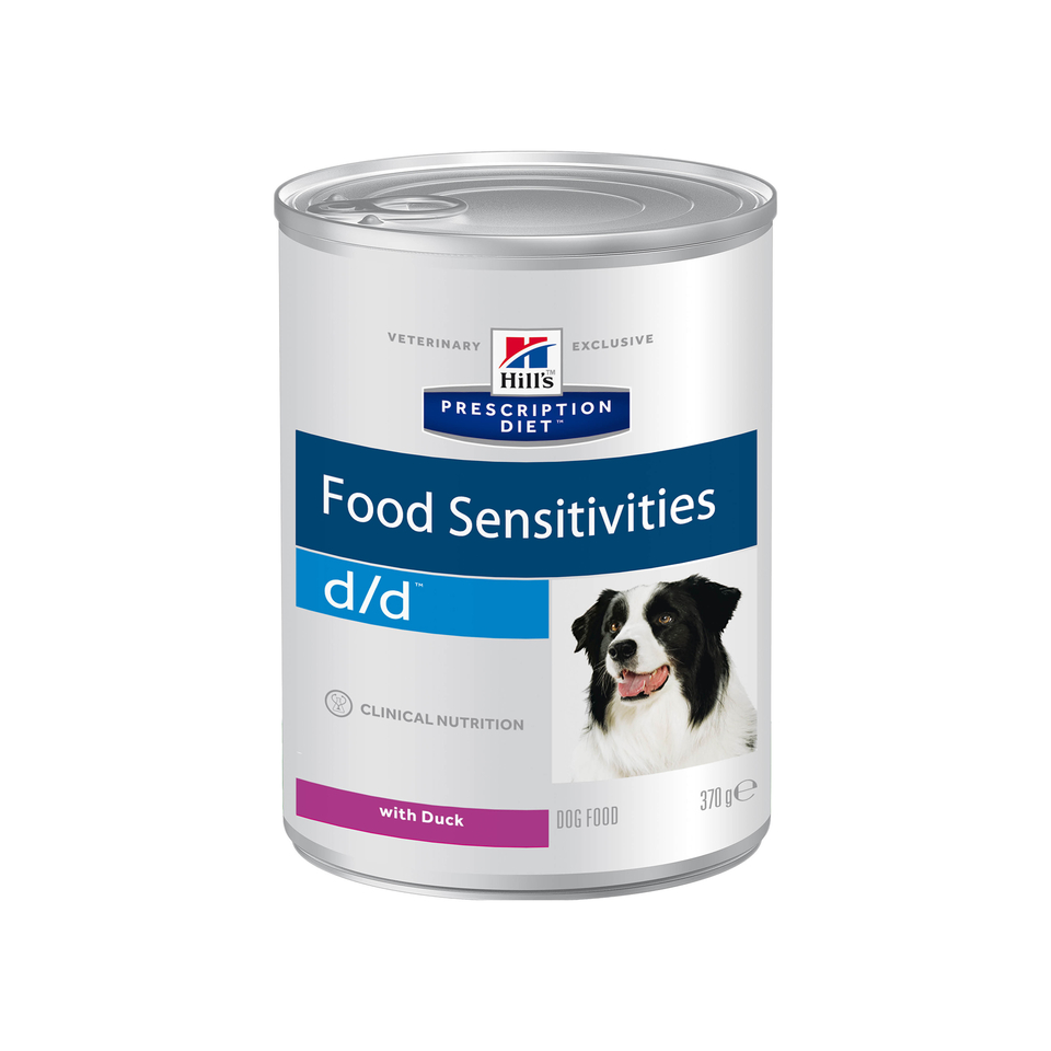Hill`s PD d/d Food Sensitivities для взрослых собак при пищевой непереносимости и аллергии, зуде, наружном отите, утка, консервы 370 г