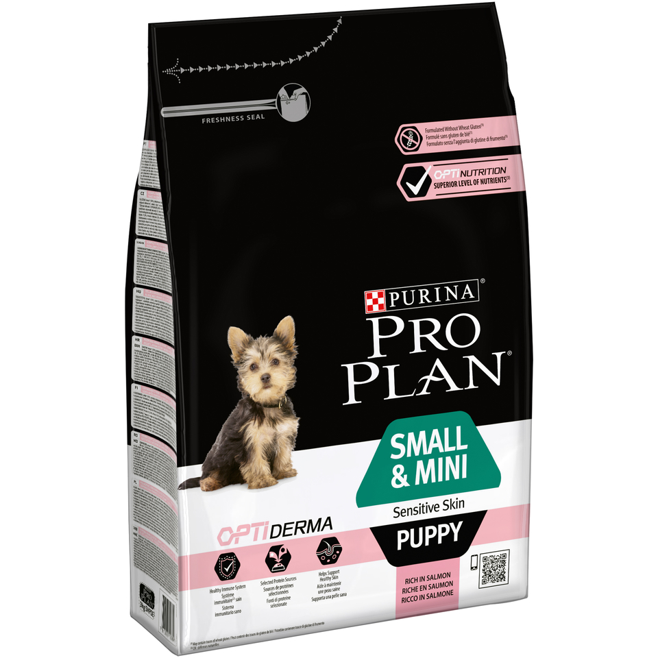 Pro Plan Small & Mini Puppy sensitive skin для щенков мелких пород с чувствительной кожей, лосось, 3 кг