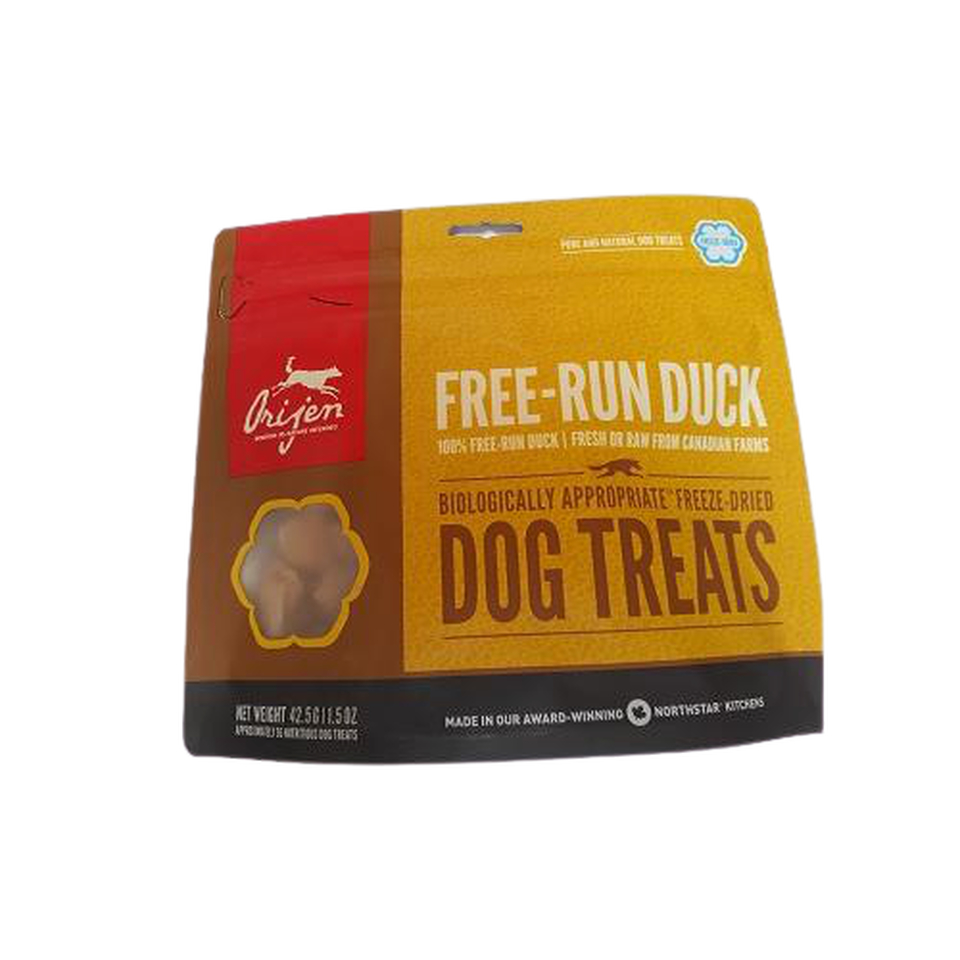 Orijen FD Free-Run Duck Dog Treats, сублимированная закуска с уткой для дрессировки или поощрения, 42,5 г