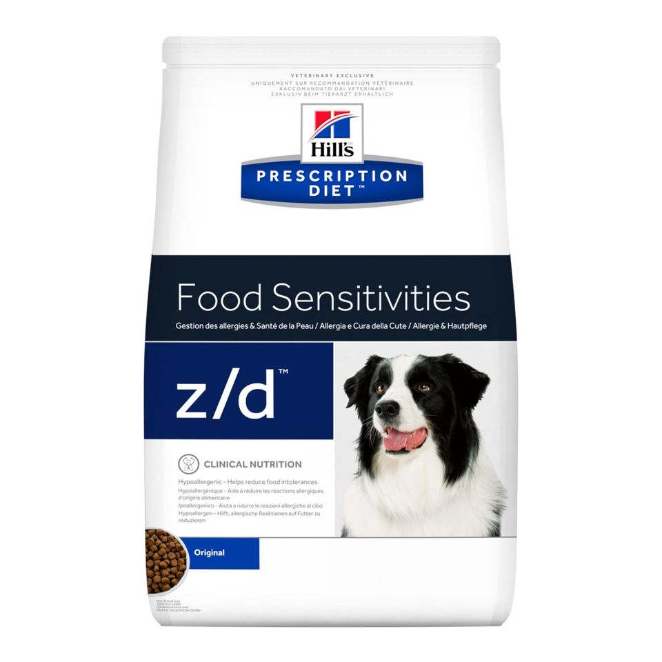 Hill`s PD z/d Food Sensitivities для взрослых собак при заболеваниях ЖКТ, аллергии, зуде, наружном отите, 8кг
