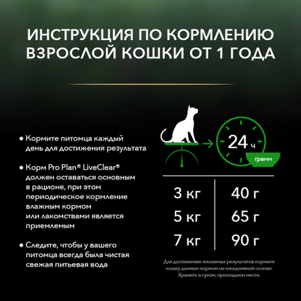 Pro Plan LiveСlear Sterilised для стерилизованных кошек,+снижает количество аллергенов в кошачьей шерсти, индейка, 1.4 кг