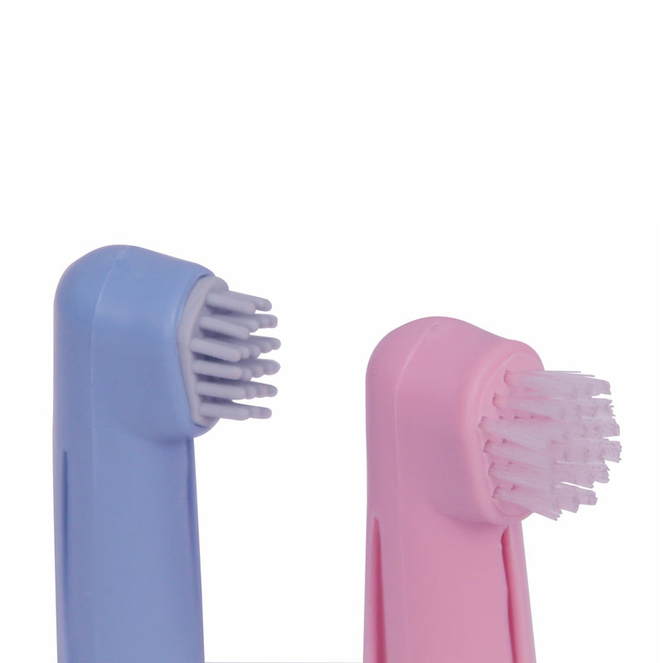 Набор зубных щеток-напальчников розовый/голубой, 2 шт. х 60 мм
