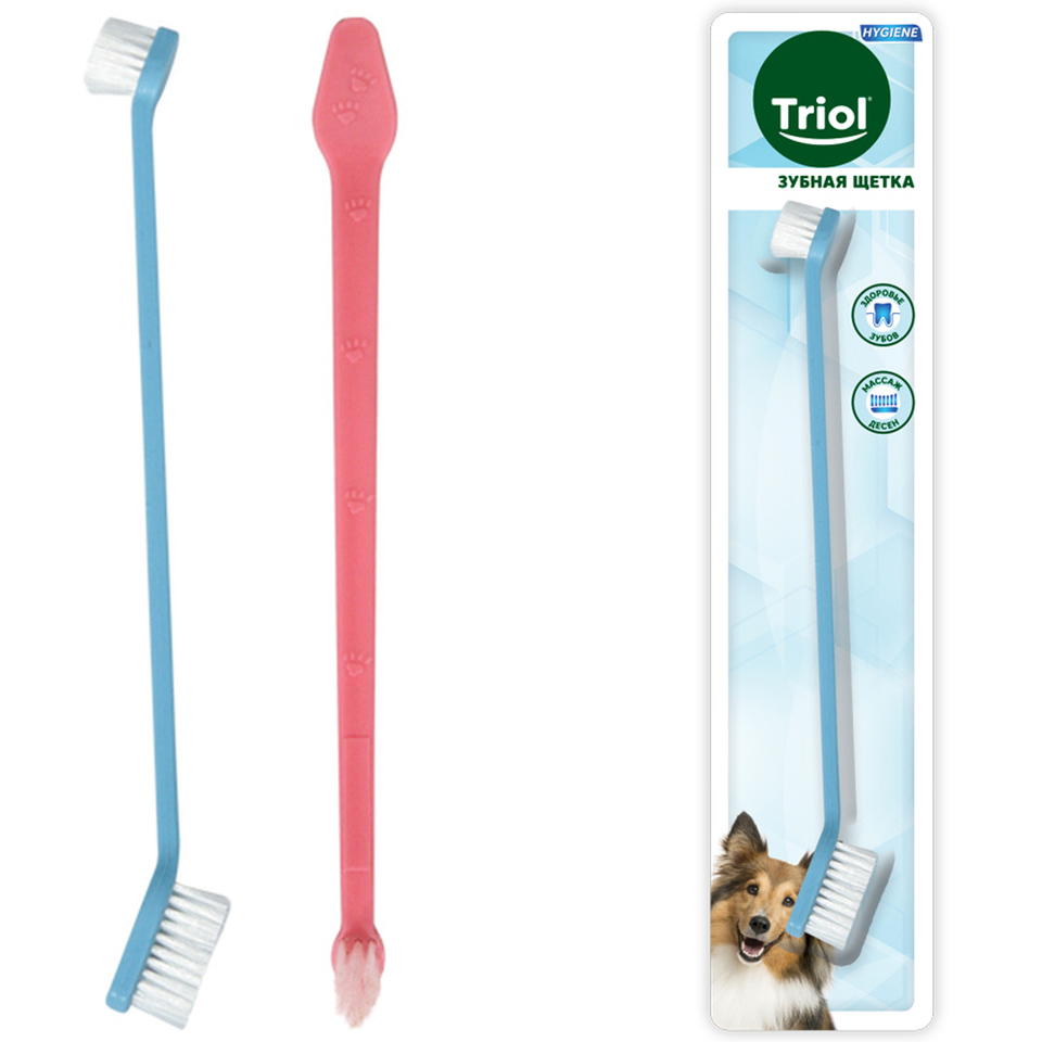 Triol зубная щетка двусторонняя для собак, 210 мм