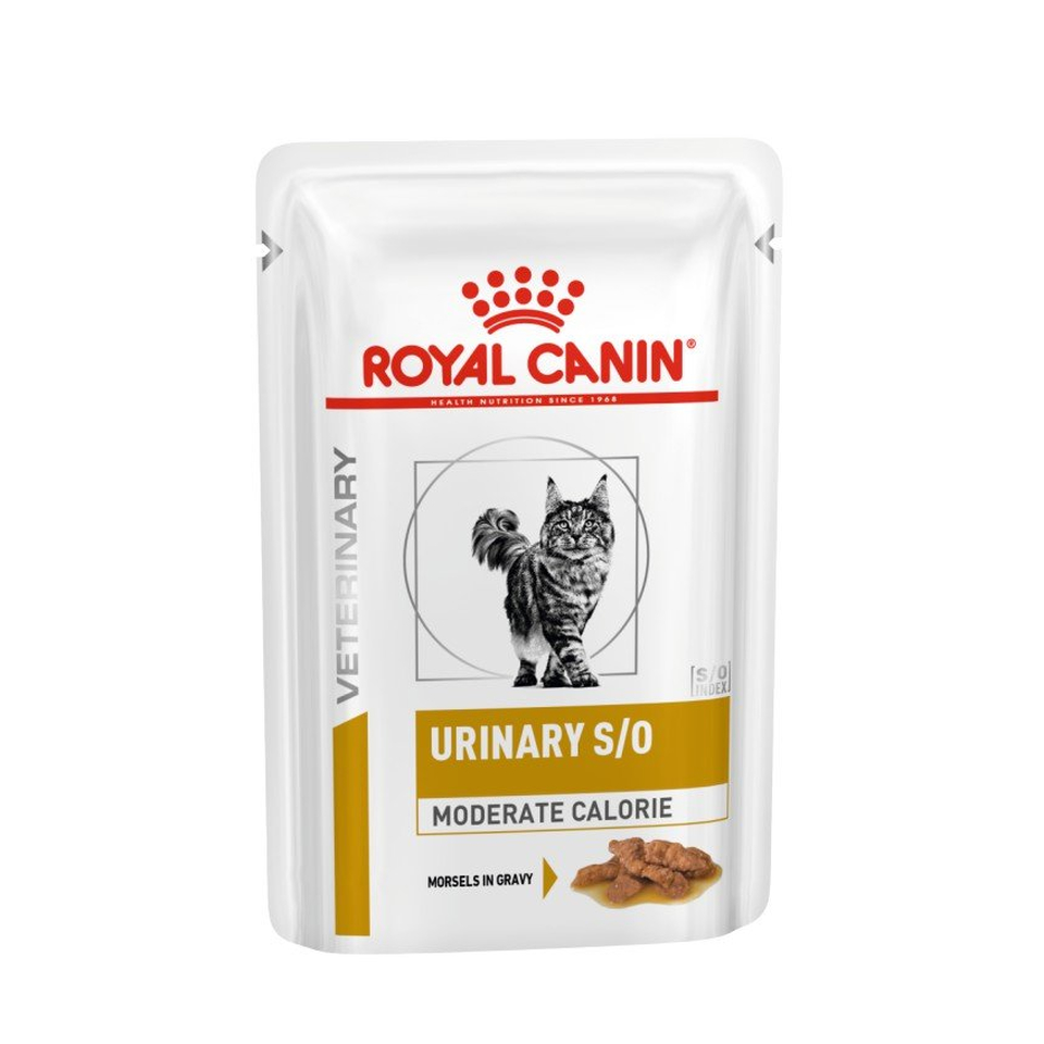 Royal Canin Urinary S/O Moderate Calorie для взрослых кошек, профилактика мочекаменной болезни + контроль веса, мясо, пауч 3+1, 85 г