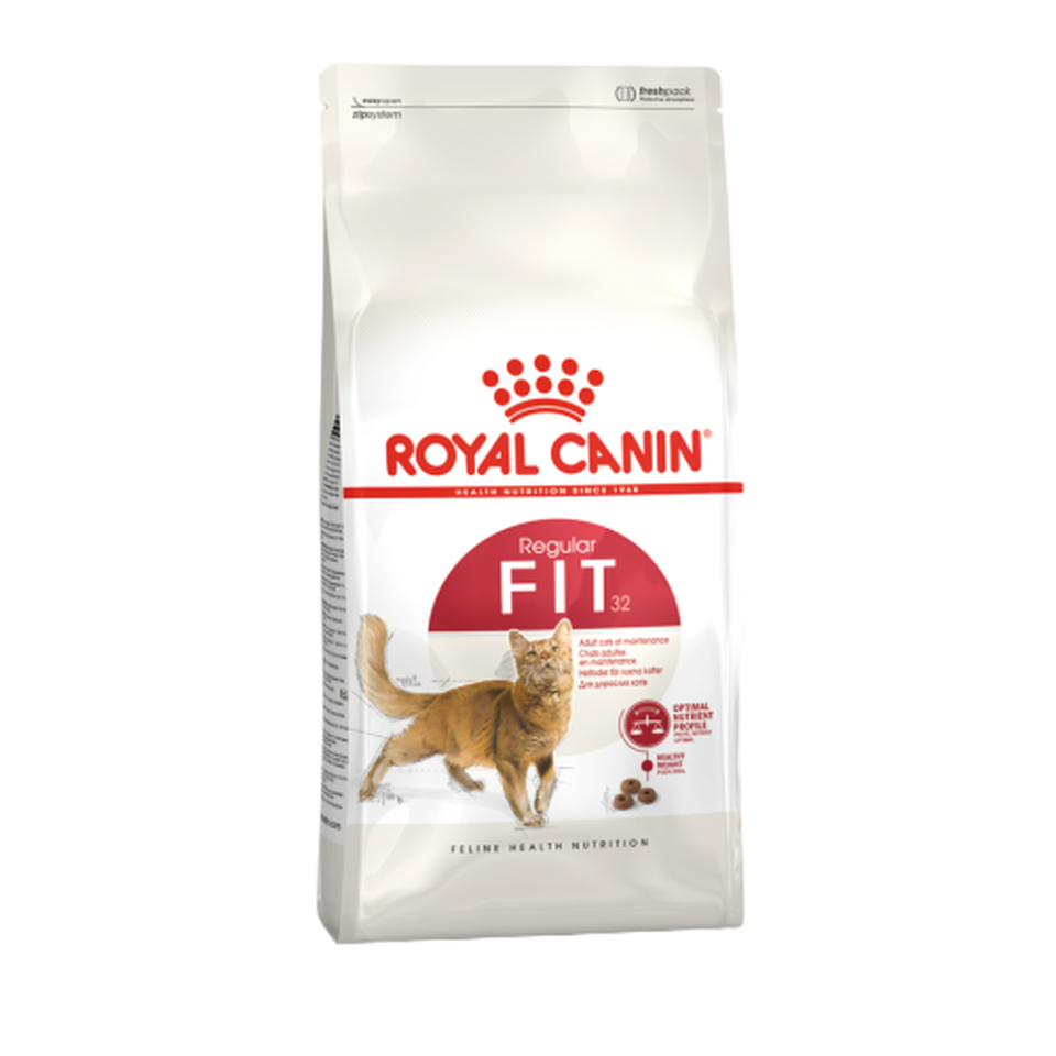 Royal Canin Regular Fit 32 для взрослых кошек, бывающих на улице, контроль веса + выведение шерсти, курица, 400 г