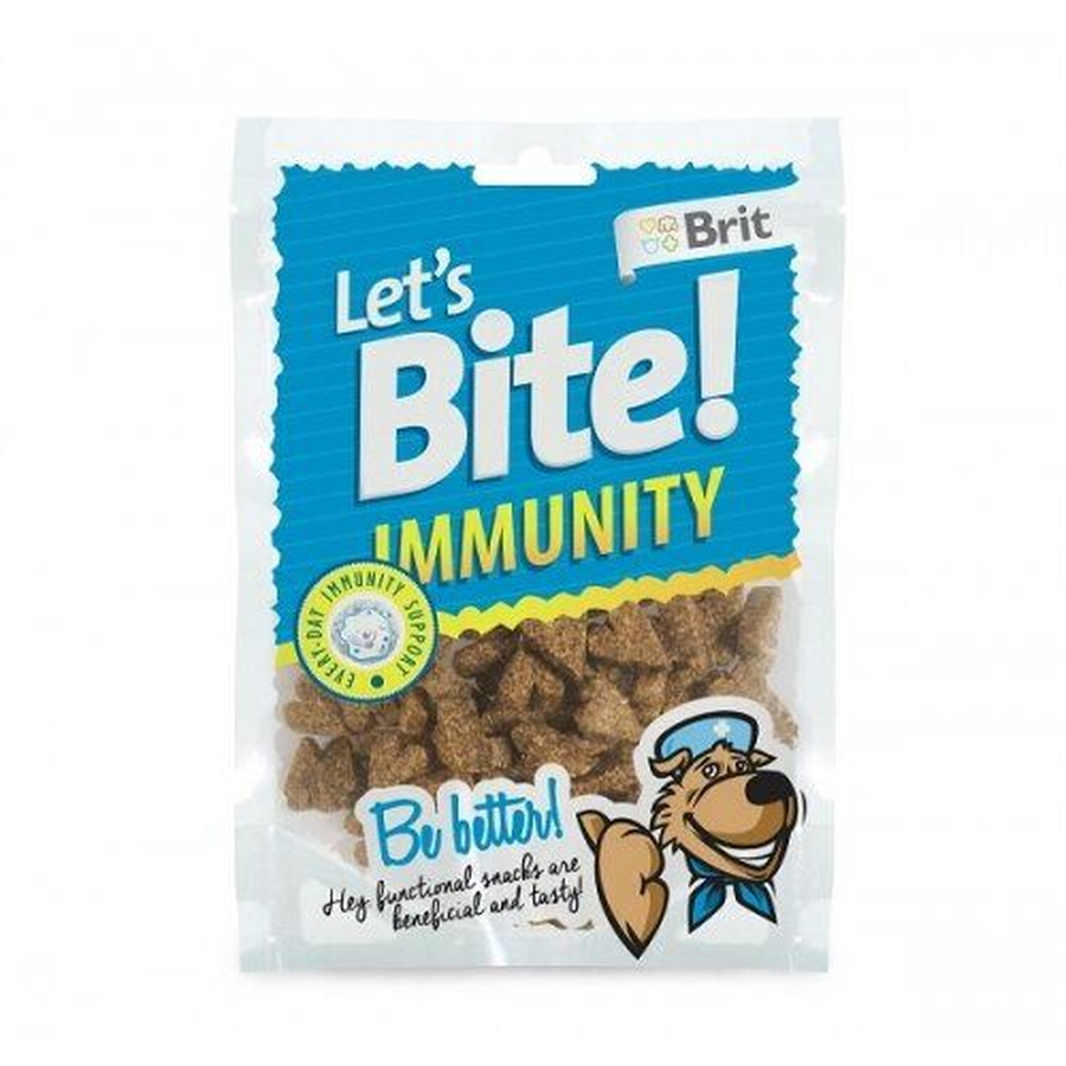 Brit Let's Bite! Immunity, мясные фигурки-сердечки с хлореллой и шиповником для поддержания иммунитета, курица, 150 г