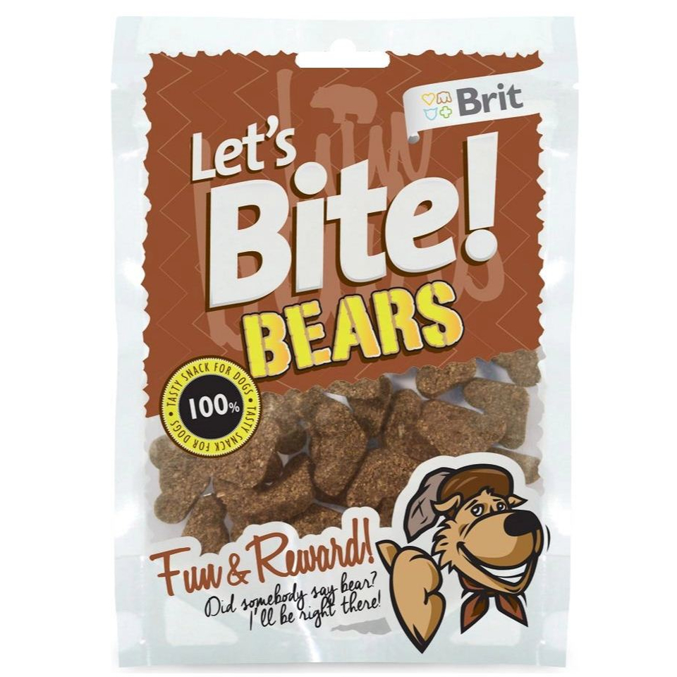 Brit Let's Bite! Bears, мясные фигурки-мишки без глютена для дрессировки или поощрения, кабан, 150 г