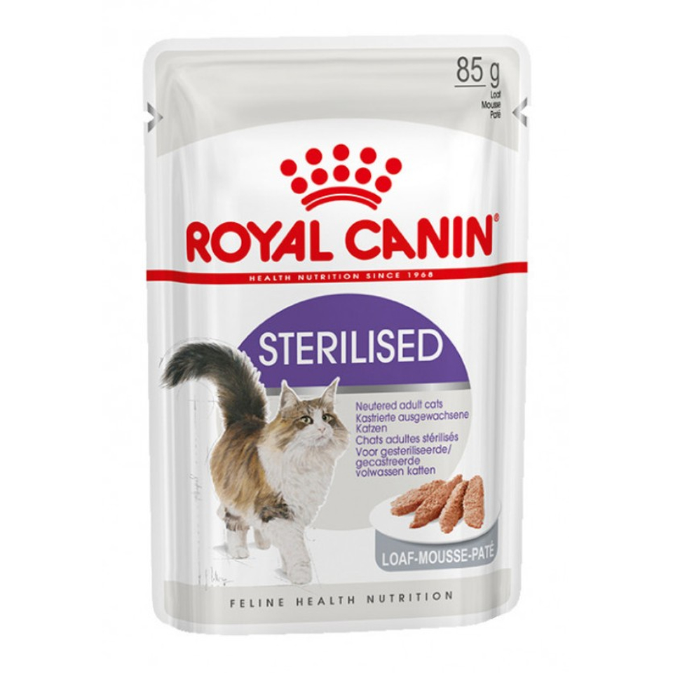 Royal Canin Regular Sterilised для стерилизованных кошек, здоровье почек + контроль веса, мясо, паштет, пауч 5+1, 85 г