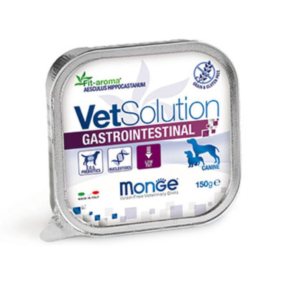Monge VetSolution Dog Gastrointestinal для взрослых собак при расстройствах пищеварения, печень, консервы 150 г