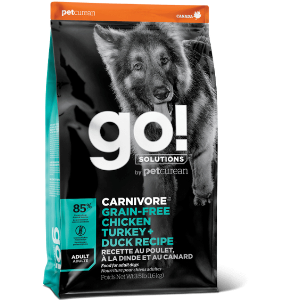 Go! Solutions Carnivore Grain-Free беззерновой для взрослых собак, 4 мяса: курица/индейка/утка/лосось, 10 кг