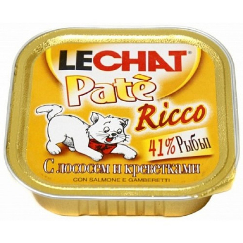 Lechat для кошек всех возрастов, для поддержания иммунитета, лосось/креветки, консервы 100 г