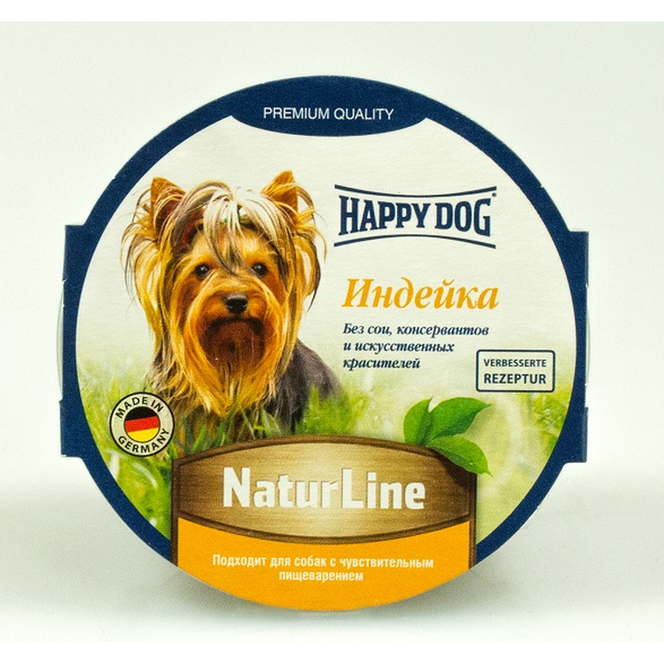 Happy Dog Nature Line Adult для взрослых собак мелких пород с чувствительным пищеварением, индейка, консервы 85 г