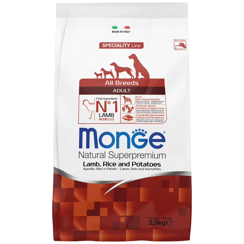 Monge Dog Speciality Mini Adult для взрослых собак мелких пород, ягненок/рис/картофель, 2,5 кг