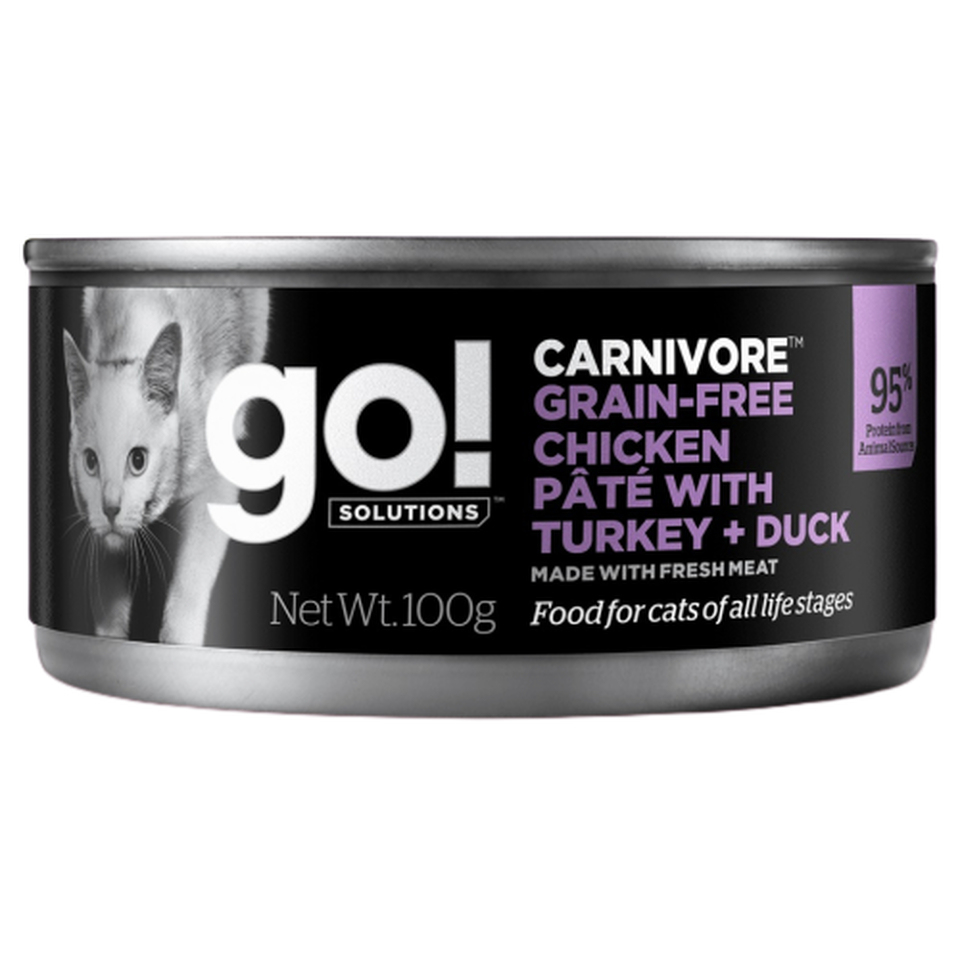 Go! Solutions Carnivore Grain-Free беззерновой для кошек всех возрастов, кормящих и беременных, курица/индейка/утка, консервы 100 г