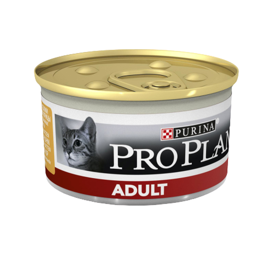 Pro Plan Adult для взрослых кошек, для поддержания иммунитета, курица, консервы 85 г