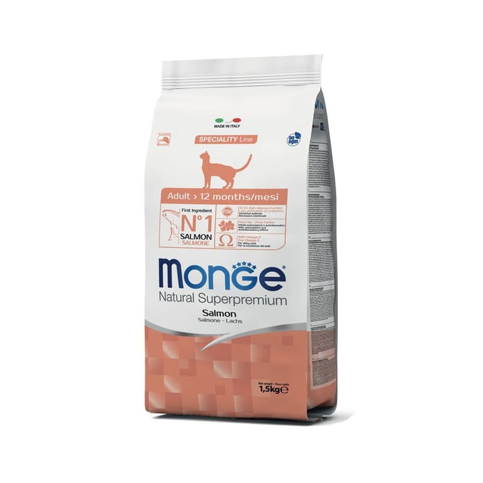 Monge Cat Classic Line для взрослых кошек, для поддержания иммунитета, лосось, 1,5 кг