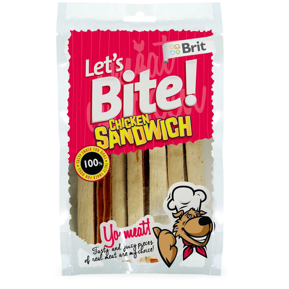 Brit Let's Bite! Chicken Sandwich, куриный сэндвич, для дрессировки или поощрения, 80 г