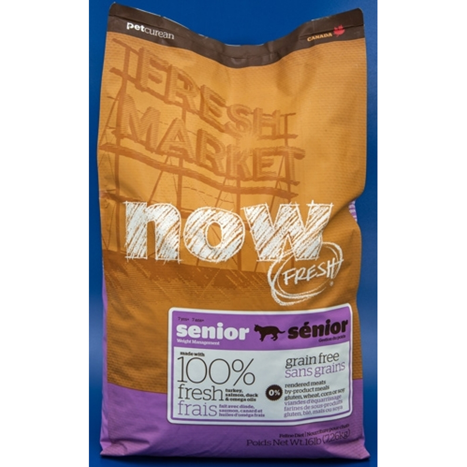 NOW! Fresh Grain Free Senior Recipe беззерновой для взрослых и пожилых кошек, иммунитет + контроль веса, индейка/овощи/утка, 7,26 кг