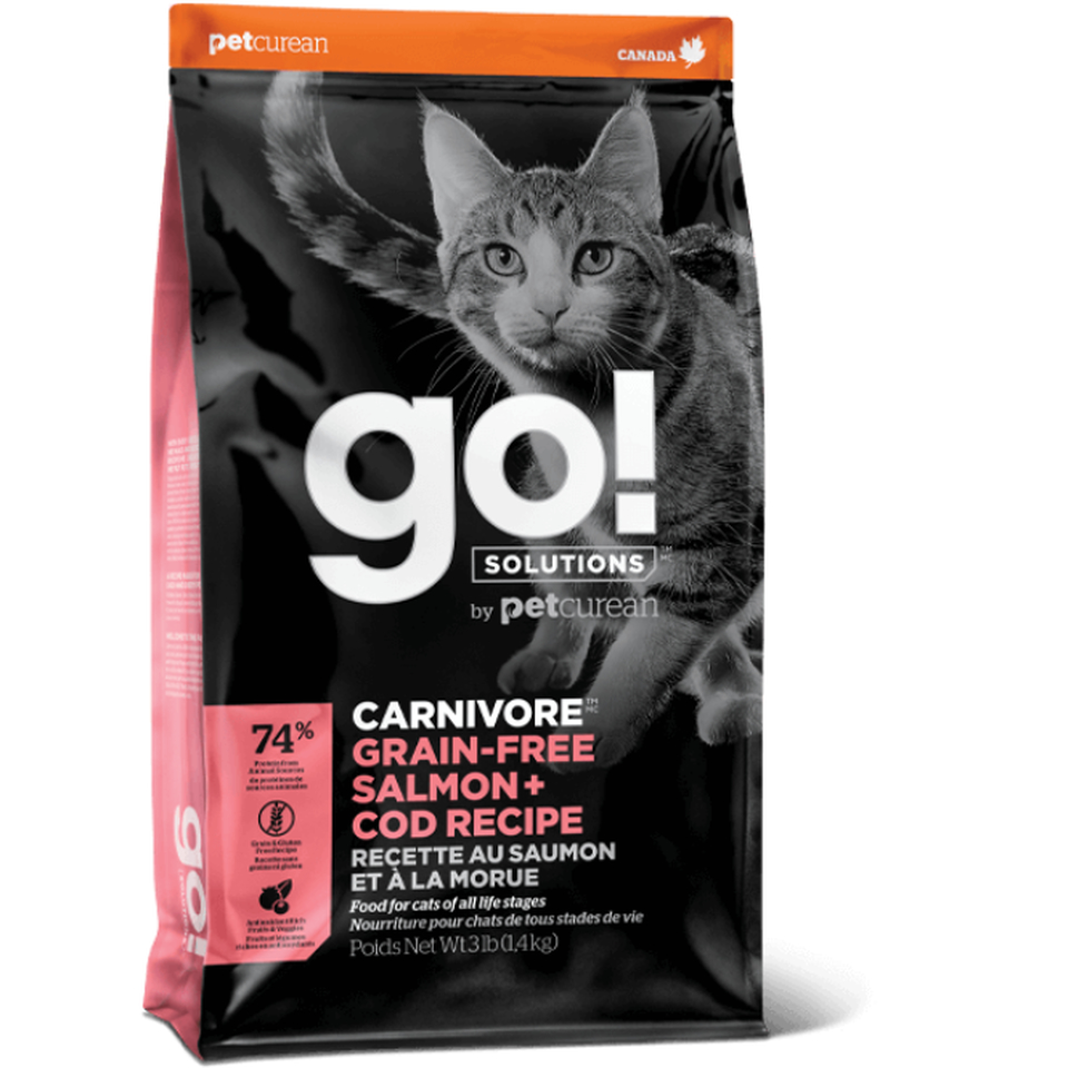 Go! Solutions Carnivore Grain-Free беззерновой для кошек всех возрастов, кормящих и беременных, лосось/треска, 7,26 кг