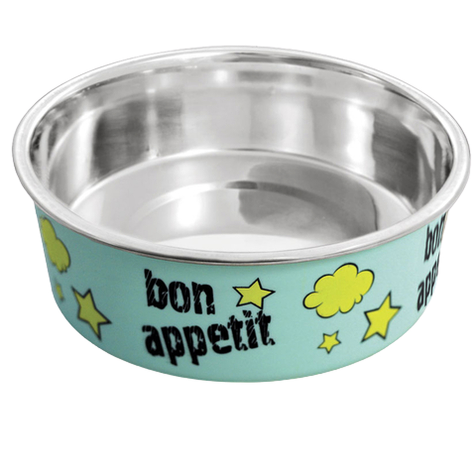 Миска «Bon Appetit» металлическая на резинке для кошек и собак мелких пород, 150 мл, голубая