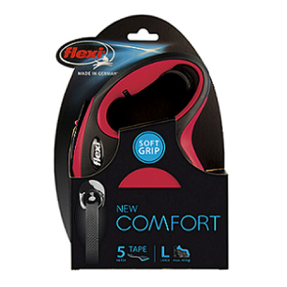 Flexi New Comfort L Рулетка-поводок для собак весом до 60 кг (черный/красный), 5 м