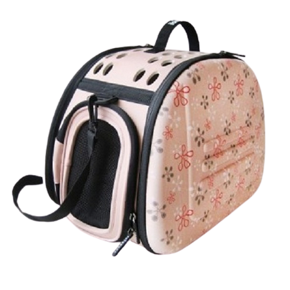 Ibiyaya сумка-переноска складная для собак и кошек весом до 6 кг розовая в цветочек