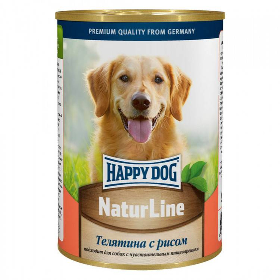 Happy Dog Nature Line для взрослых собак с чувствительным пищеварением, телятина/рис, 410 г