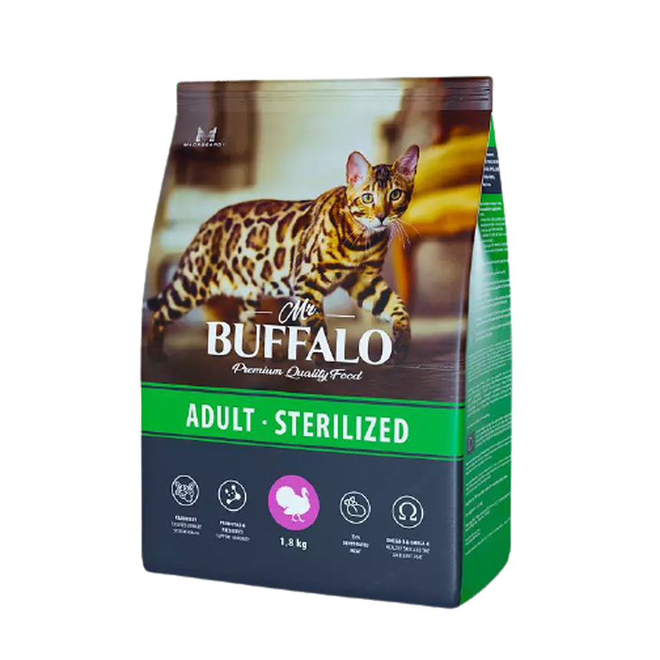 Mr.Buffalo STERILIZED для кошек, индейка 1,8кг