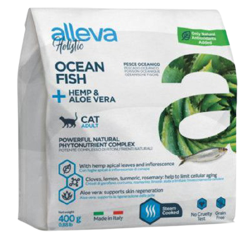 Alleva Holistic для кошек океанической рыбой, коноплей и алое вера" беззерновой, 0,4кг
